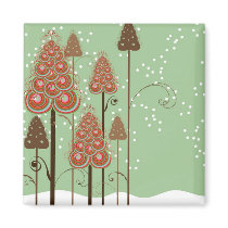 Whimsical Christmas Trees Gift / Favour Magnet