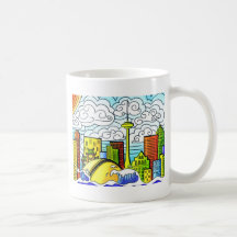 Whimsical, Colourful, Beautiful Toronto Skyline Mugs