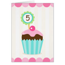 Whimsical cupcake girls birthday greeting card