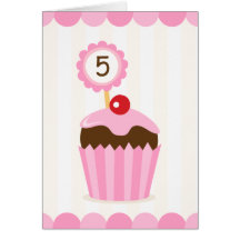 Whimsical cupcake girls birthday greeting card