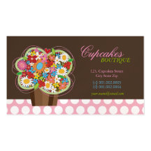 Whimsical Cute Cupcake Spring Flowers Profile Card Business Card Templates