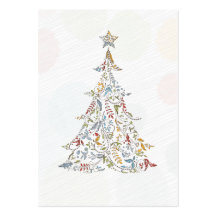 whimsical doodles christmas tree business card template