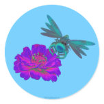 Whimsical Dragonfly On Flower Sticker Label
