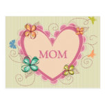 Whimsical floral heart mom mother's day post card