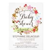 Whimsical Floral Wreath Baby Shower Invitation
