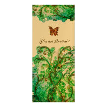 WHIMSICAL FLOURISHES bright blue green gold Personalized Invite