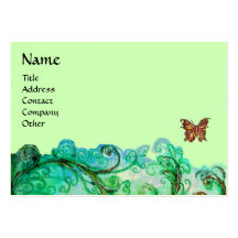 WHIMSICAL FLOURISHES bright green blue Business Card Template