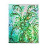 WHIMSICAL FLOURISHES bright green blue white Post Cards