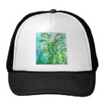 WHIMSICAL FLOURISHES bright green blue yellow Hat