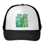 WHIMSICAL FLOURISHES bright green blue yellow Trucker Hats