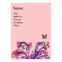WHIMSICAL FLOURISHES bright red ,pink purple Business Card Template