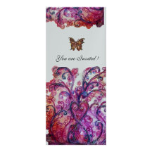 WHIMSICAL FLOURISHES bright red pink purple silver Invitations