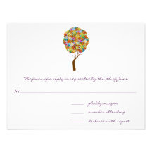 Whimsical Flower Tree Wedding Response Cards Announcement