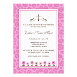 Whimsical flowers pink baptism/christening invite