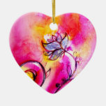 WHIMSICAL FLOWERS pink yellow purple Christmas Tree Ornaments