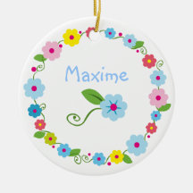 Whimsical Flowers with Your Name Ornament