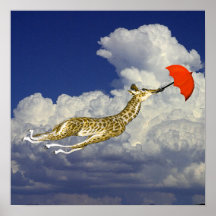 Whimsical Giraffe Umbrella Fly Away With Me Poster