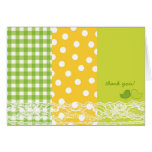 Whimsical Green Baby Chicks Lace Thank You Card