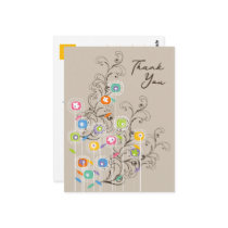 Whimsical Groovy Flower Garden Thank You Postcard
