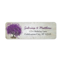 Whimsical Heart Leafed Tree Plum Return Address Return Address Label