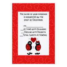 Whimsical Ladybug Wedding RSVP Card Invites