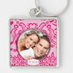 Whimsical Love Birds Wedding Photo Key Chain
