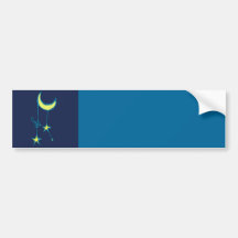 Whimsical Moon and Stars Bumper Sticker