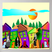 Whimsical Nuns Art "The Gathering" Poster