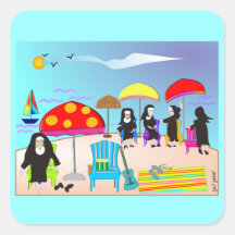 Whimsical Nuns Square Art Stickers