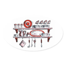 Whimsical Old Fashioned Kitchen Art Sticker