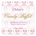 Whimsical Owl Birthday Candy Buffet Sticker