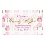 Whimsical Owl Birthday Candy Buffet Sticker