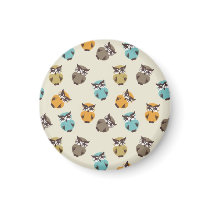 whimsical owl pattern refrigerator magnets