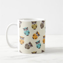 whimsical owl pattern mugs