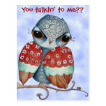 Whimsical Owl with Attitude Postcard
