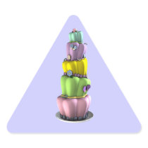 Whimsical Pastel TipsyTurvy Cake Triangle Stickers