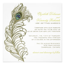 Whimsical Peacock Feather Wedding Invitation