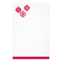 Whimsical Pink Christmas Ornaments Trio Personalized Stationery