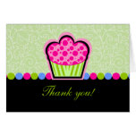 Whimsical Pink Cupcake Thank You Greeting Card