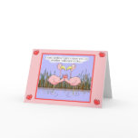 Whimsical Pink Flamingo Happy Valentine's Day Card