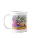Whimsical Pink Flamingo Pours Party Drinks Beach Coffee Mug