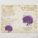 Whimsical Purple Heart Leaf Tree Wedding Program Full Color Flyer