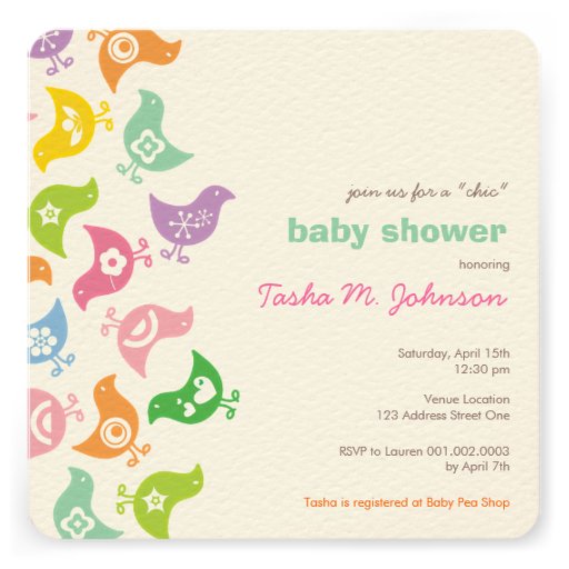 Whimsical Retro Rainbow Chicks Baby Shower Invite