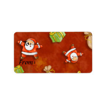 whimsical santa and presents pattern personalized address labels