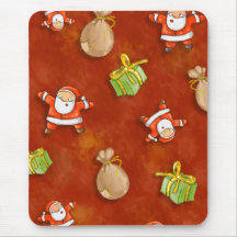 whimsical santa and presents pattern mouse pads
