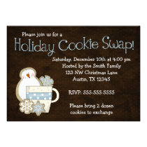 Whimsical Snowman Holiday Cookie Swap Invitations invitations