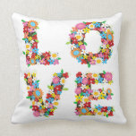 Whimsical Spring Flowers LOVE Valentine Alphabets Pillow