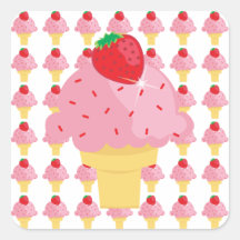 Whimsical Strawberry Ice Cream Stickers