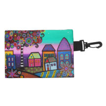 Whimsical Town Flowers Accessory Bags