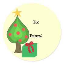 Whimsical Tree Gift Tag Round Sticker